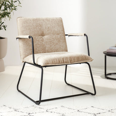 Hailey Chenille armchair Dimehouse Beige LxWxH 66x64x37 Fabric Atmospheric photo diagonal front view