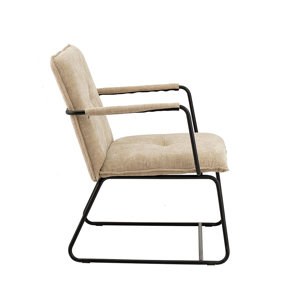 Hailey Chenille armchair Dimehouse Beige LxWxH 66x64x37 Fabric White photo side view