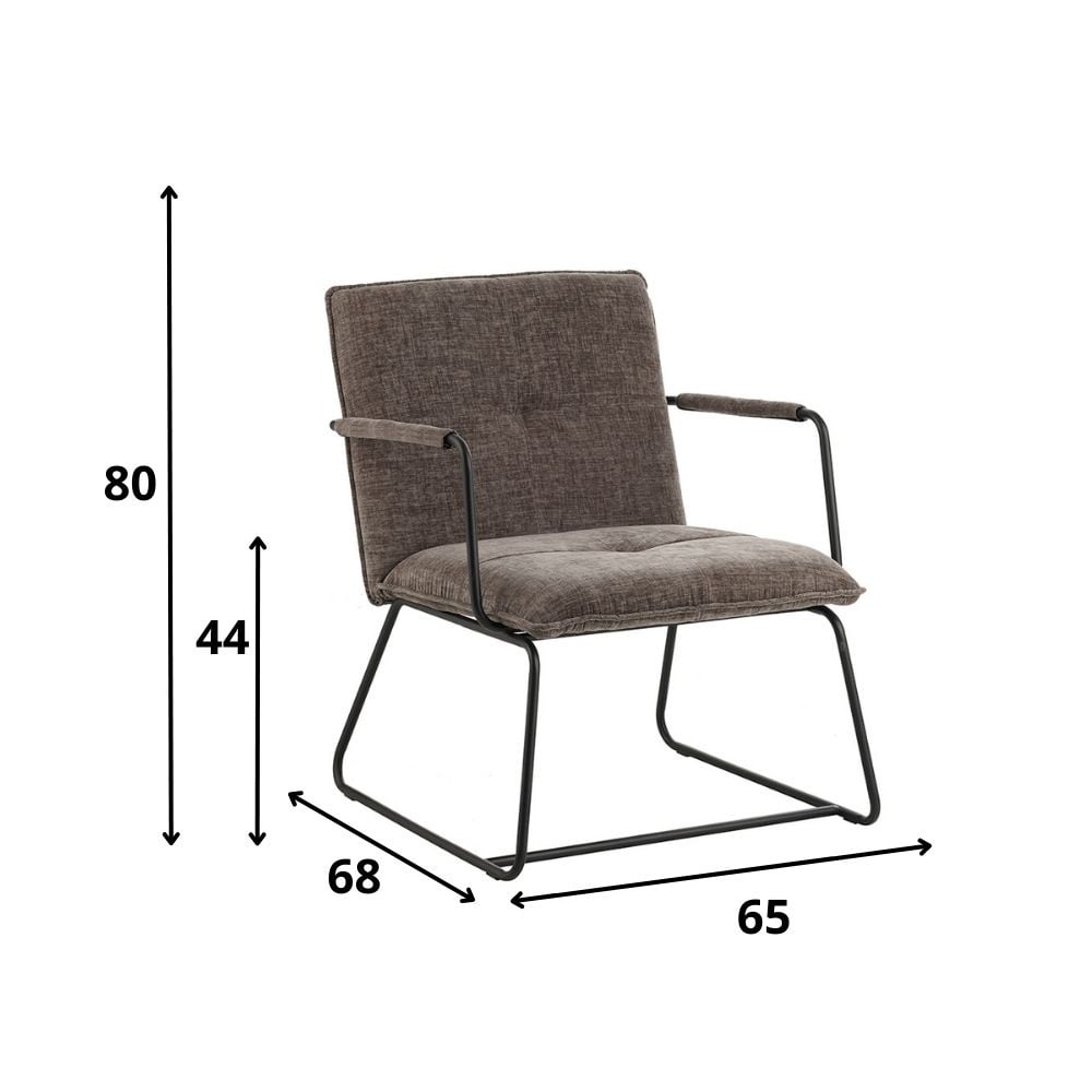 Hailey Chenille armchair Dimehouse Gray LxWxH 66x64x37 Fabric White photo size indication
