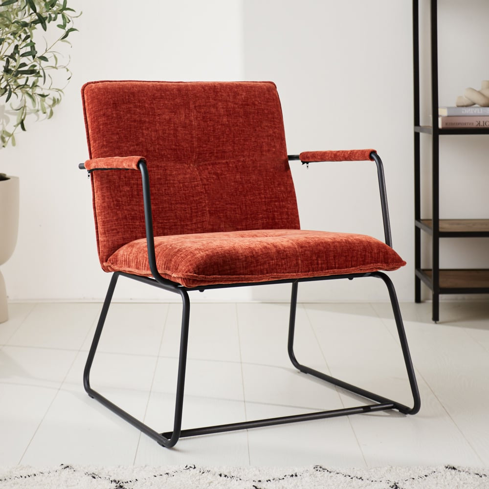 Hailey Chenille armchair Dimehouse Copper LxWxH 66x64x37 Fabric Atmospheric photo diagonal front view