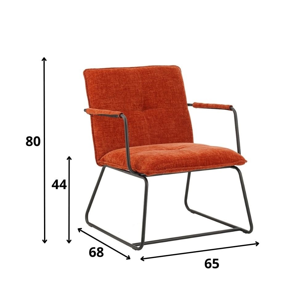 Hailey Chenille armchair Dimehouse Copper LxWxH 66x64x37 Fabric White photo size indication