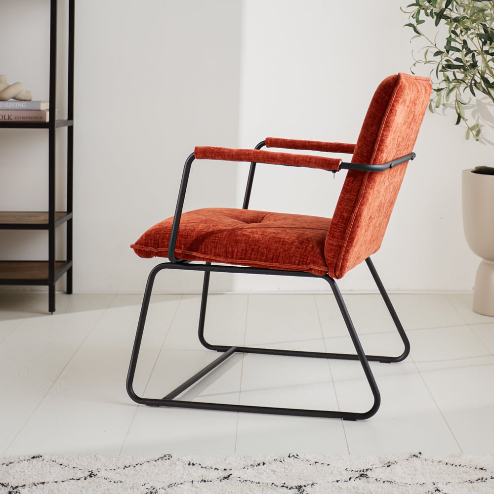 Hailey Chenille armchair Dimehouse Copper LxWxH 66x64x37 Fabric Atmospheric photo side view