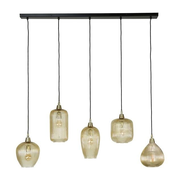 Hanging lamp Ella DH Interior Amber color glass LxWxH 127x48x27 Amber color glass White photo front view