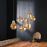 Hanging lamp Felien Amber DH Interior Amber color glass LxWxH 99x41x32 Glass Atmospheric photo diagonal front view