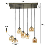 Hanging lamp Felien Amber DH Interior Amber color glass LxWxH 99x41x32 Glass White photo size indication