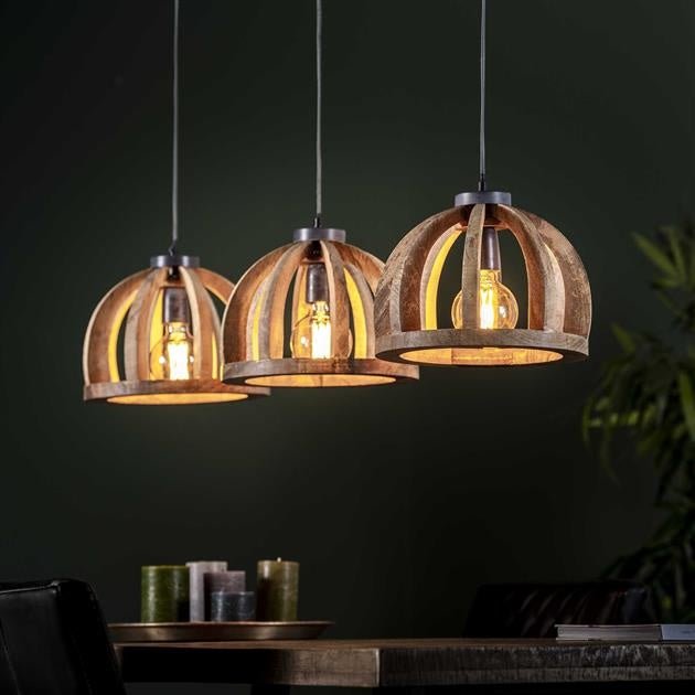 Hanging lamp Madri DH Interior Mango LxWxH 102x38x35 Mango wood Atmospheric photo diagonal front view