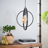 Hanging lamp Otan DH Interior Charcoal LxWxH 46x46x10 Metal Atmospheric photo diagonal front view