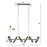 Hanging lamp Otan DH Interior Charcoal LxWxH 125x43x20 Metal White photo size indication