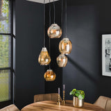 Hanging lamp Felien Amber DH Interior Amber color glass LxWxH 59x59x32 Glass Atmospheric photo diagonal front view