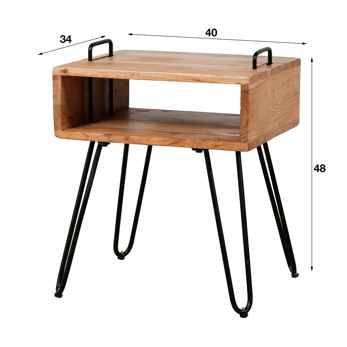 Bedside table Aimée DH Interior Acacia LxWxH 45x39x17 Acacia wood White photo size indication