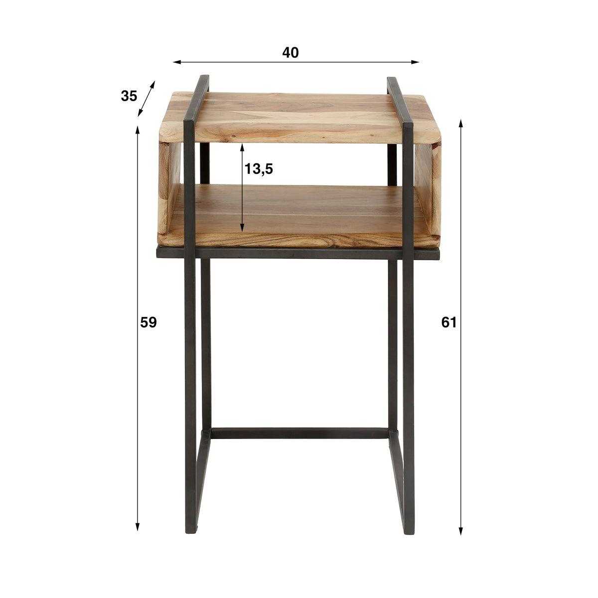 Bedside table Jojo DH Interior Acacia LxWxH 64x39x28 Acacia wood White photo size indication