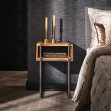 Bedside table Jojo DH Interior Acacia LxWxH 64x39x28 Acacia wood Atmospheric photo diagonal front view