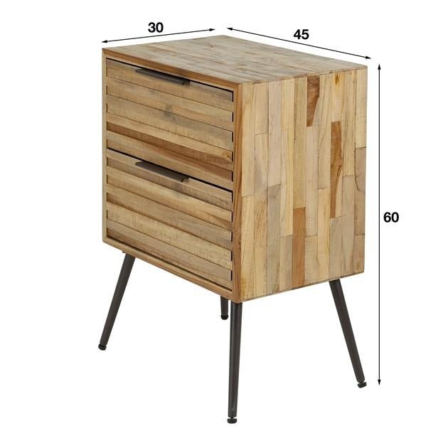 Bedside table Sven DH Interior Weathered LxWxH 64x49x34 Teak White photo size indication