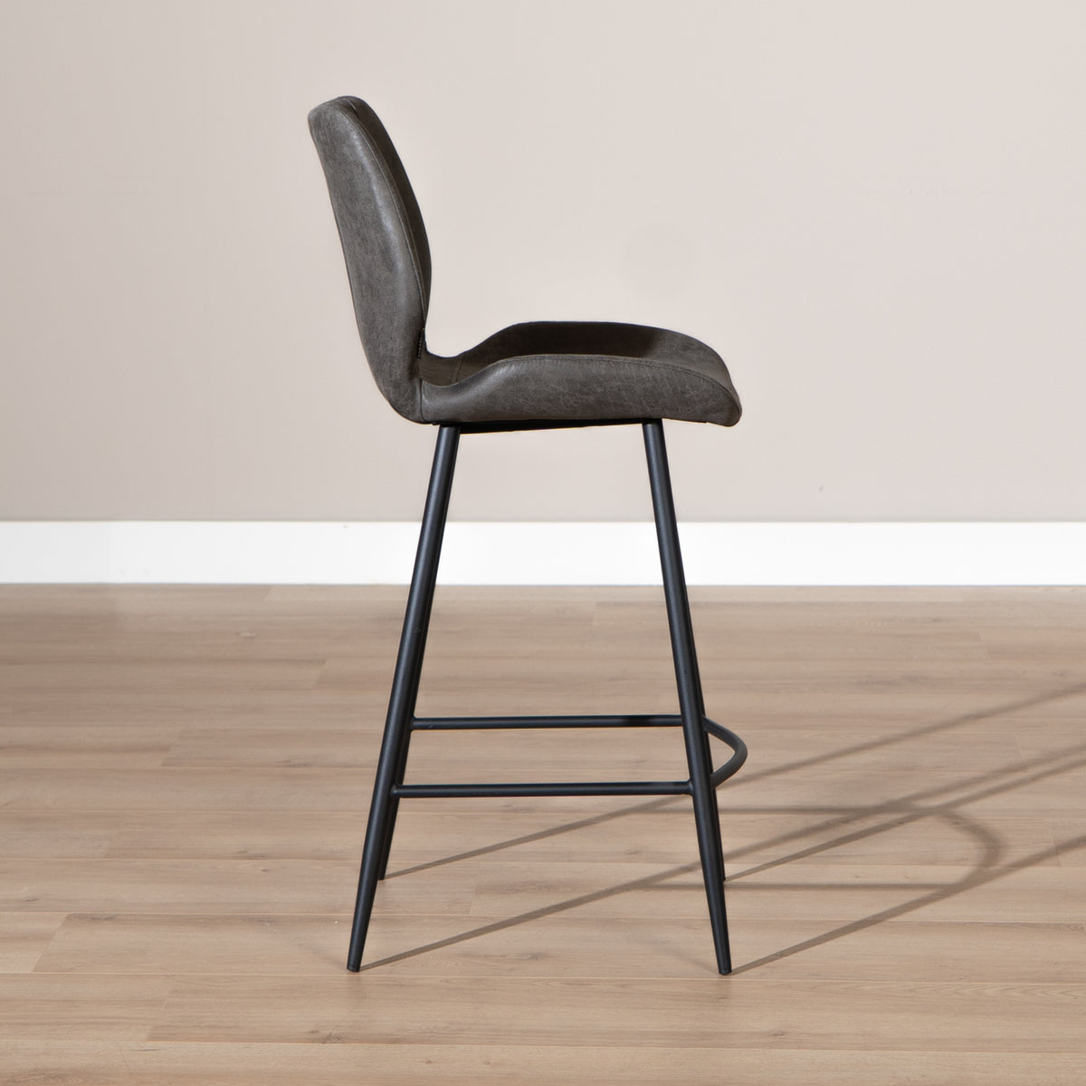 Industrial bar stool Barrel anthracite eco-leather 69 cm - image 3