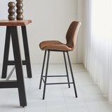 Bar stool Beau artificial leather Dimehouse Cognac LxWxH 84x54x52 Faux leather Atmospheric photo side view