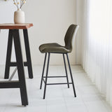 Bar stool Beau artificial leather Dimehouse Green LxWxH 84x54x52 Faux leather Atmospheric photo side view