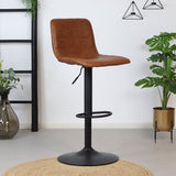 Industrial bar stool Boston leather cognac 60-76 cm - swivel Eco-leather 45 cm wide