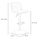 Industrial bar stool Boston leather olive green 60-76 cm - swivel Green Eco-leather 45 cm wide
