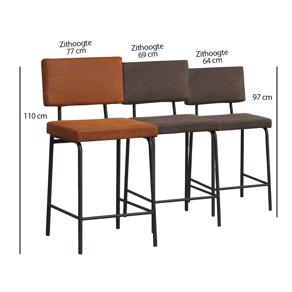 Industrial bar stool Espen cognac eco-leather 64-77 cm - image 12