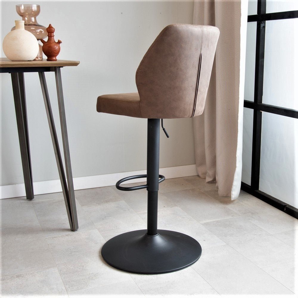 Barstool Grizzly Dimehouse Taupe LxWxH 65x56x52 Microfiber Atmospheric photo diagonal rear view