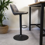 Barstool Jason Dimehouse Anthracite LxWxH 82x52x39 Faux leather Atmospheric photo side view