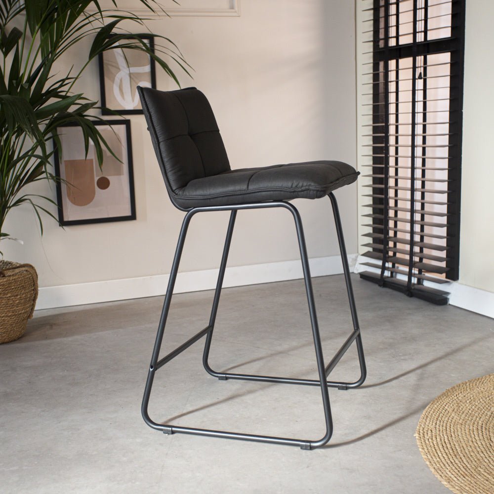 Bar stool Jelle Dimehouse Anthracite LxWxH 63x56x49 Microfiber Atmospheric photo side view