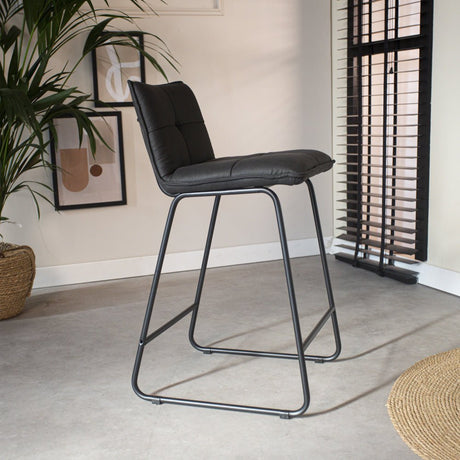 Bar stool Jelle Dimehouse Anthracite LxWxH 63x56x49 Microfiber Atmospheric photo side view