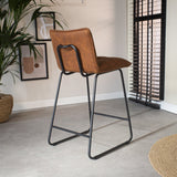Bar stool Jelle Dimehouse Cognac LxWxH 63x56x49 Microfiber Atmospheric photo diagonal rear view