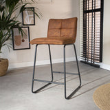 Bar stool Jelle Dimehouse Cognac LxWxH 63x56x49 Microfiber Atmospheric photo diagonal front view