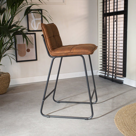 Bar stool Jelle Dimehouse Cognac LxWxH 63x56x49 Microfiber Atmospheric photo side view