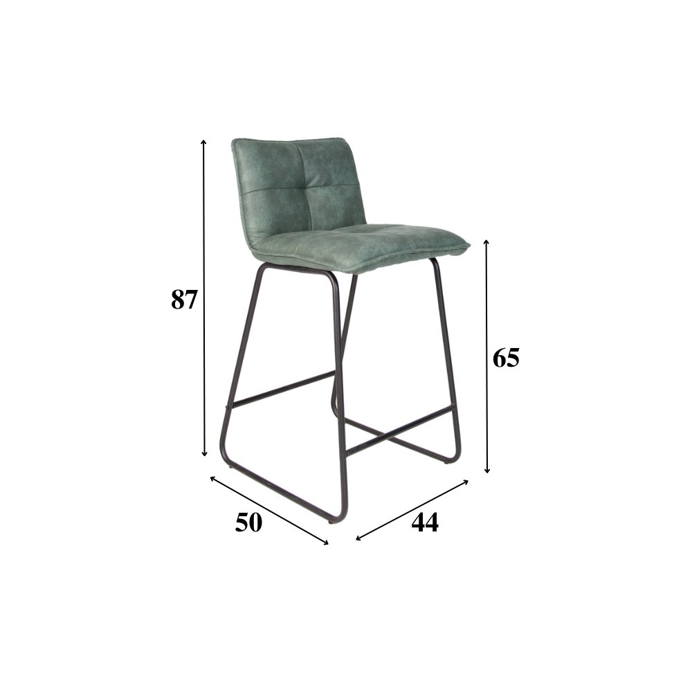Bar stool Jelle Dimehouse Green LxWxH 63x56x49 Microfiber White photo size indication