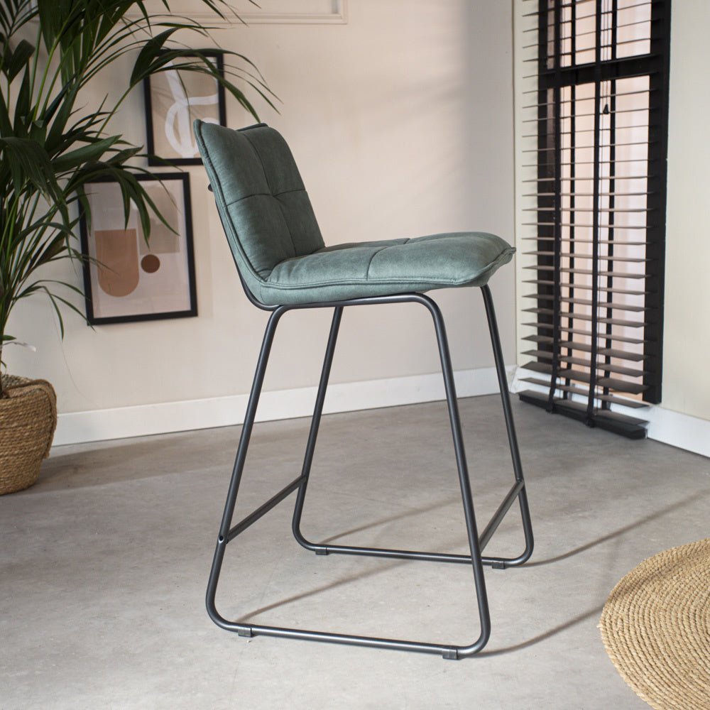 Bar stool Jelle Dimehouse Green LxWxH 63x56x49 Microfiber Atmospheric photo side view