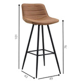 Barstool Kenton Dimehouse Cognac LxWxH 84x54x49 Microfibre White photo size indication
