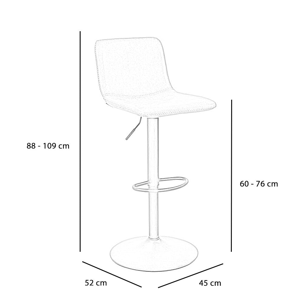 Industrial Bar Stool Texas rotatable eco-leather cognac 60-76cm 45 cm wide