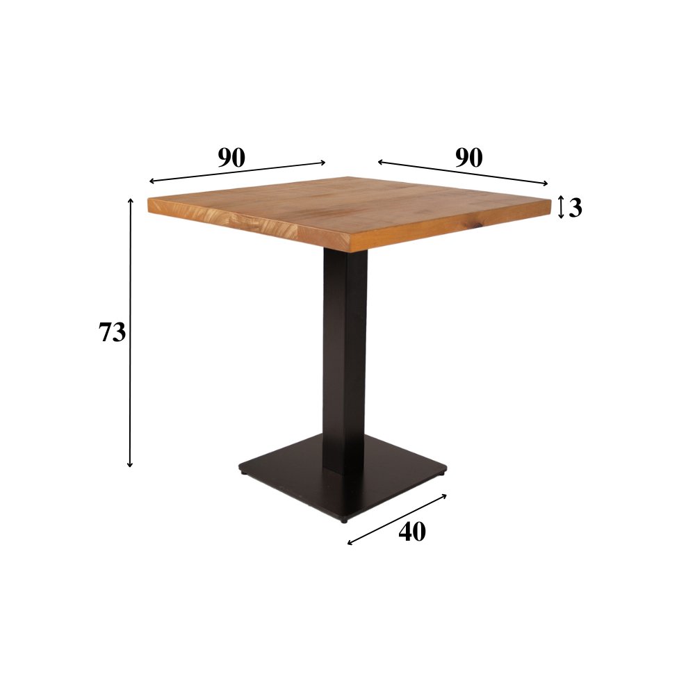 Dining table Bistro table Square Dimehouse Brown LxWxH 97x97x7 Mango wood White photo size indication