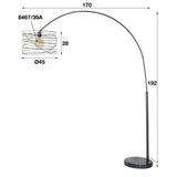 Arc lamp Twist DH Interior Charcoal LxWxH 44x44x11 Metal White photo size indication
