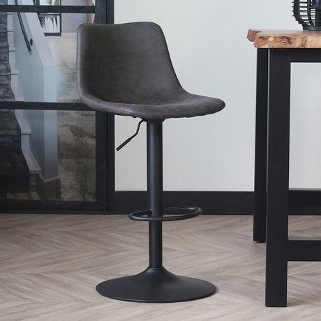 Bar stool Boran Dimehouse Anthracite LxWxH 55x54x53 Eco-leather Atmospheric photo diagonal front view