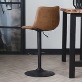 Bar stool Boran Dimehouse Cognac LxWxH 55x54x53 Eco-leather Atmospheric photo diagonal rear view