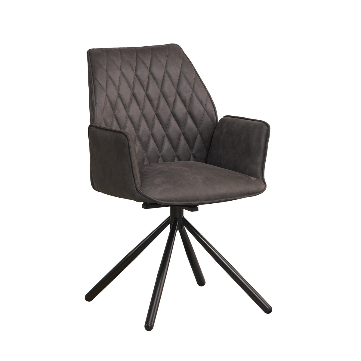 Dining room chair Novan Microfibre Dimehouse Anthracite LxWxH 71x64x56 Fabric White photo diagonal front view