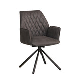 Dining room chair Novan Microfibre Dimehouse Anthracite LxWxH 71x64x56 Fabric White photo diagonal front view