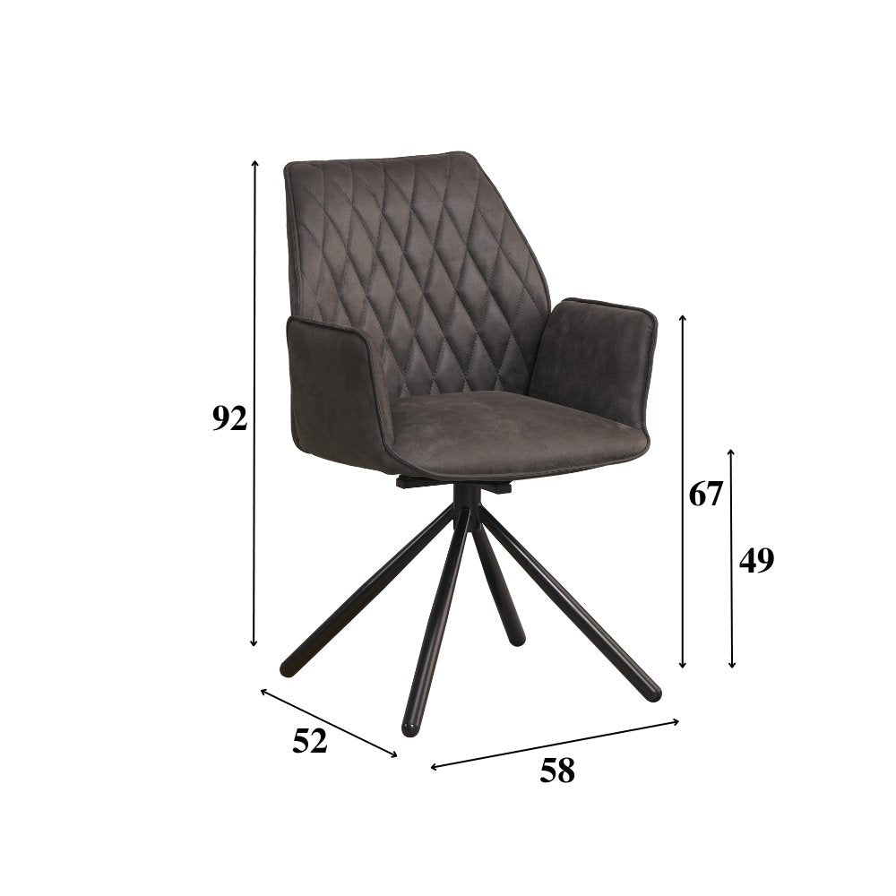 Dining room chair Novan Microfibre Dimehouse Anthracite LxWxH 71x64x56 Fabric White photo size indication