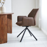 Dining room chair Novan Microfibre Dimehouse Brown LxWxH 71x64x56 Fabric Atmospheric photo side view