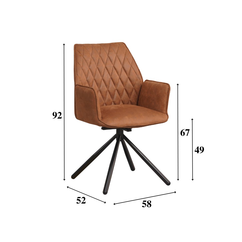 Dining room chair Novan Microfibre Dimehouse Cognac LxWxH 71x64x56 Fabric White photo size indication