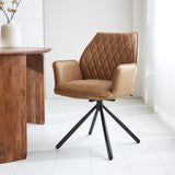 Dining room chair Novan Microfibre Dimehouse Cognac LxWxH 71x64x56 Fabric Atmospheric photo diagonal front view