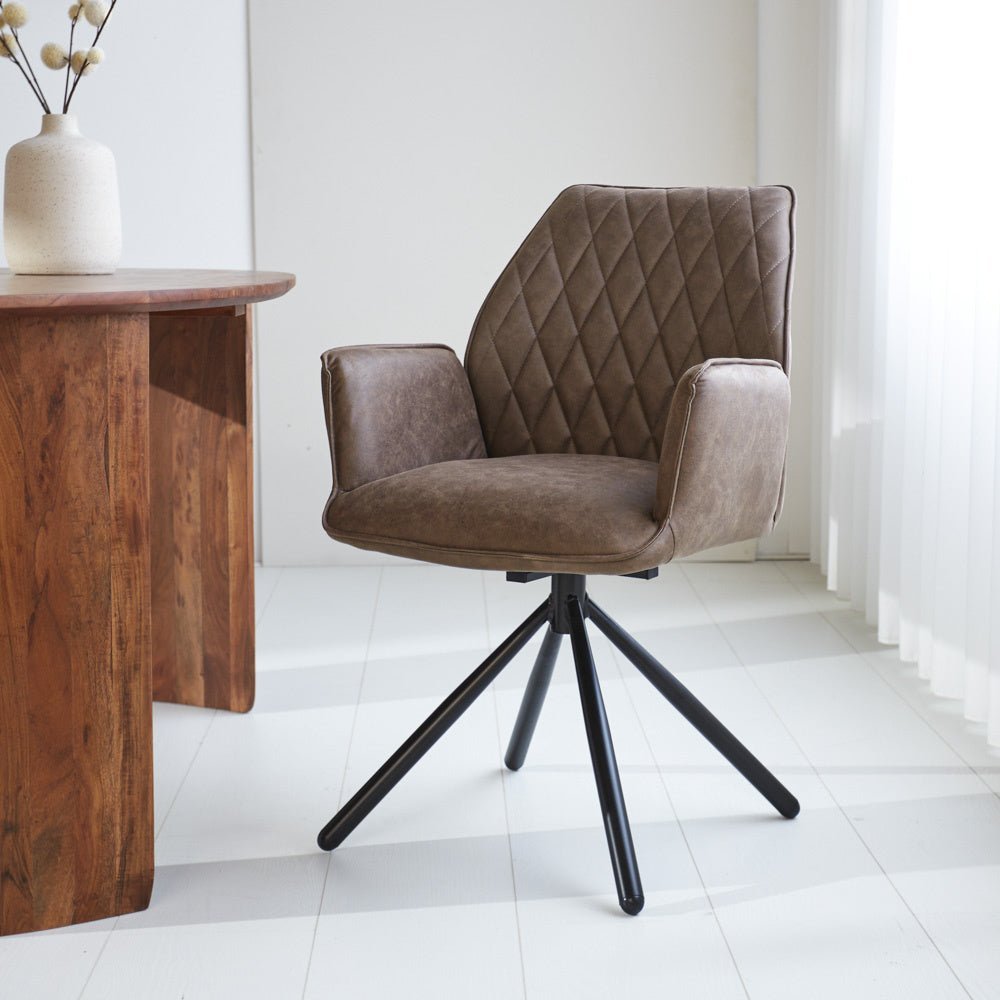 Dining room chair Novan Microfibre Dimehouse Taupe LxWxH 71x64x56 Fabric Atmospheric photo diagonal front view