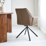 Dining room chair Novan Microfibre Dimehouse Taupe LxWxH 71x64x56 Fabric Atmospheric photo diagonal rear view