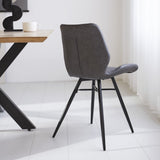 Dining room chair Beau artificial leather Dimehouse Anthracite LxWxH 72x68x50 Faux leather Atmospheric photo diagonal rear view