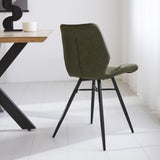 Dining room chair Beau artificial leather Dimehouse Green LxWxH 72x68x50 Faux leather Atmospheric photo diagonal rear view