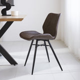 Dining room chair Beau artificial leather Dimehouse Taupe LxWxH 72x68x50 Faux leather Atmospheric photo side view