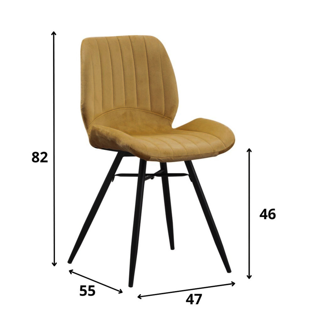 Dining room chair Beau velvet Dimehouse Yellow LxWxH 71x67x49 Fabric White photo size indication